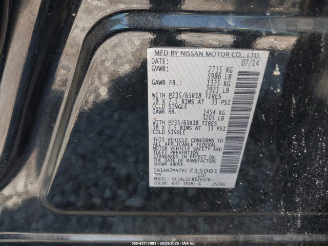 5N1AR2MN7EC715001 Nissan Pathfinder