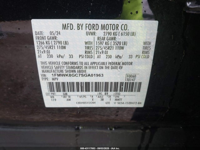 1FMWK8GC7SGA01963 Ford gtdi