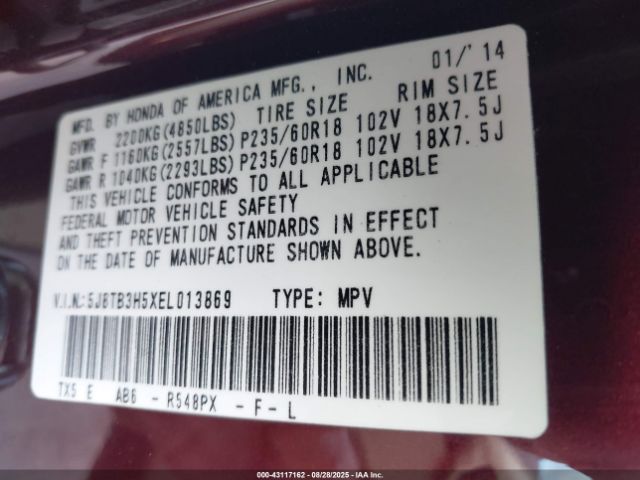 2014 ACURA RDX 5J8TB3H5XEL013869 Photo 8