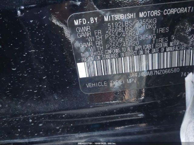 2022 MITSUBISHI OUTLANDER JA4J4UA87NZ066580 Photo 8