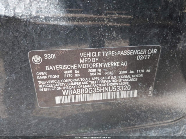 WBA8B9G35HNU53320 BMW 330I