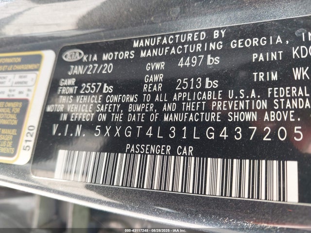 5XXGT4L31LG437205 KIA gdi