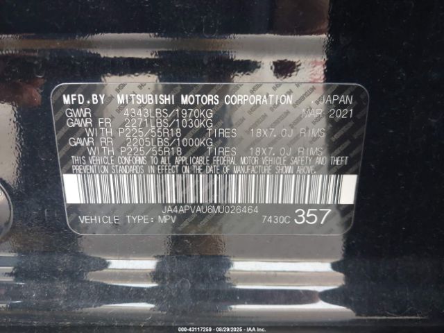 2021 MITSUBISHI OUTLANDER SPORT JA4APVAU6MU026464 Photo 8