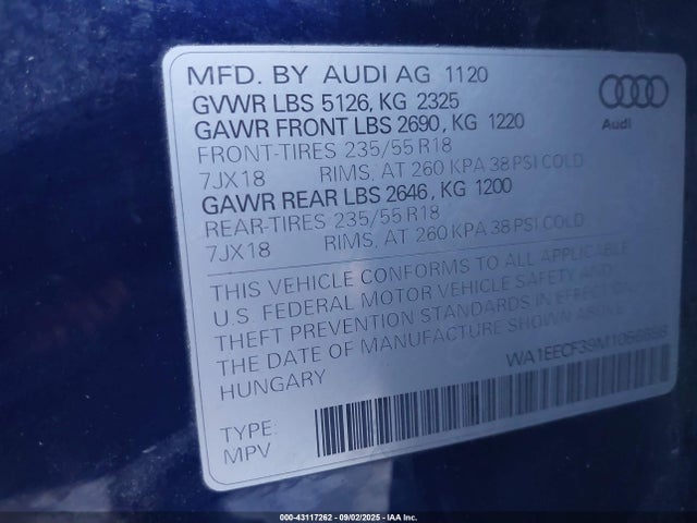 2021 AUDI Q3 WA1EECF39M1056698 Photo 8