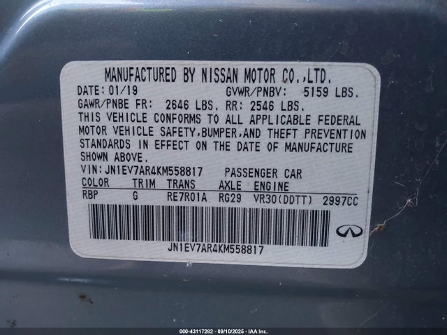 JN1EV7AR4KM558817 Infiniti Q50