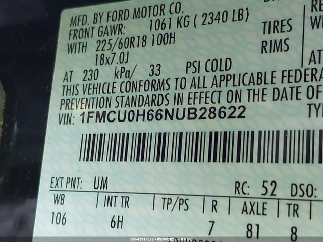 Ford dragon di tc 2022 1FMCU0H66NUB28622 Image 9