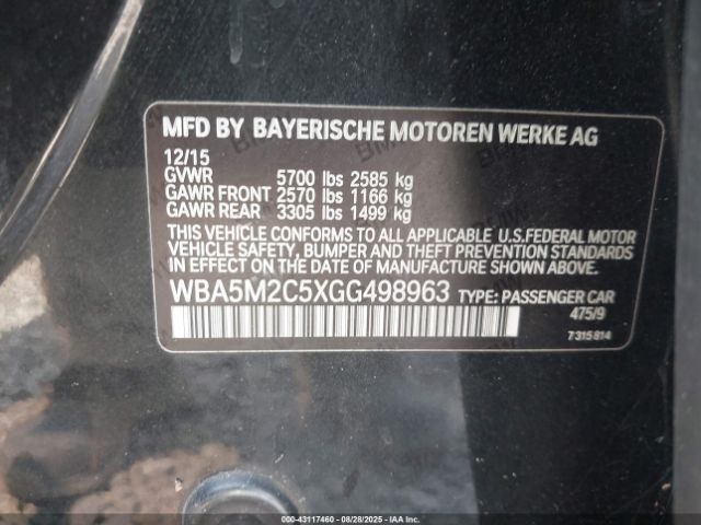 2016 BMW 535I GRAN TURISMO WBA5M2C5XGG498963 Photo 8