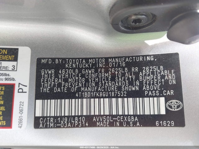 Toyota 2ar-fxe+2jm 2016 4T1BD1FK8GU187532 Image 9