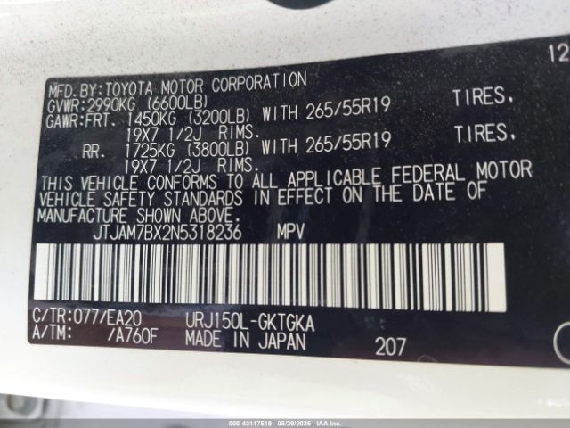 2022 LEXUS GX 460 JTJAM7BX2N5318236 Photo 8