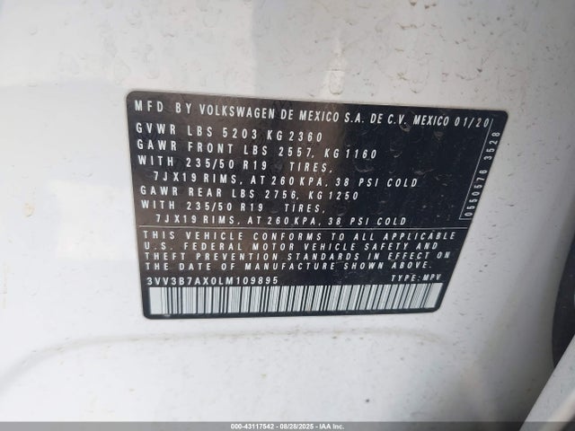 3VV3B7AX0LM109895 Volkswagen Tiguan