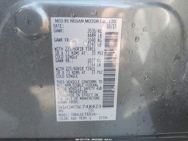 Nissan Rogue 2016 5N1AT2MT7GC748423 Image 9