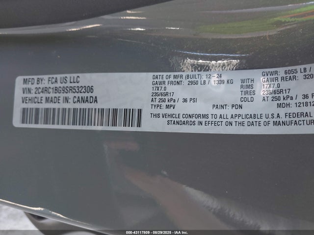 Chrysler Pacifica 2025 2C4RC1BG9SR532306 Image 9