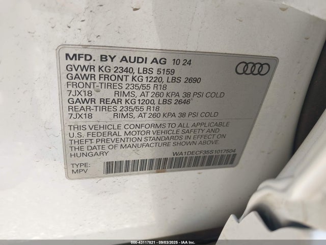2025 AUDI Q3 WA1DECF35S1017504 Photo 8