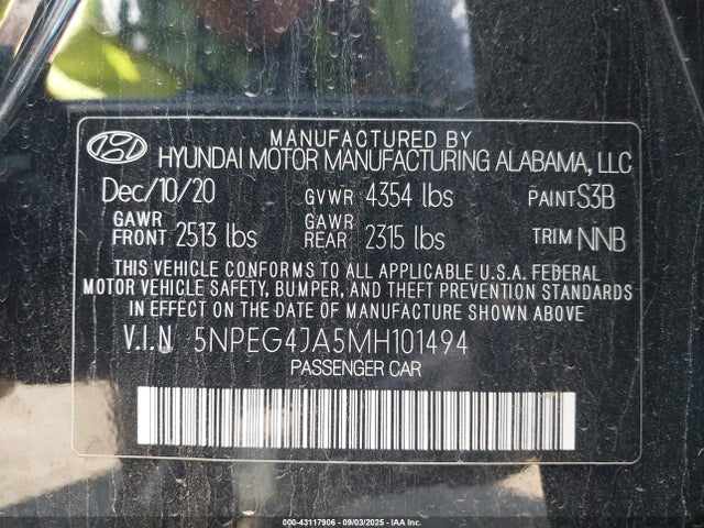 Hyundai gdi theta iii 2021 5NPEG4JA5MH101494 Image 9