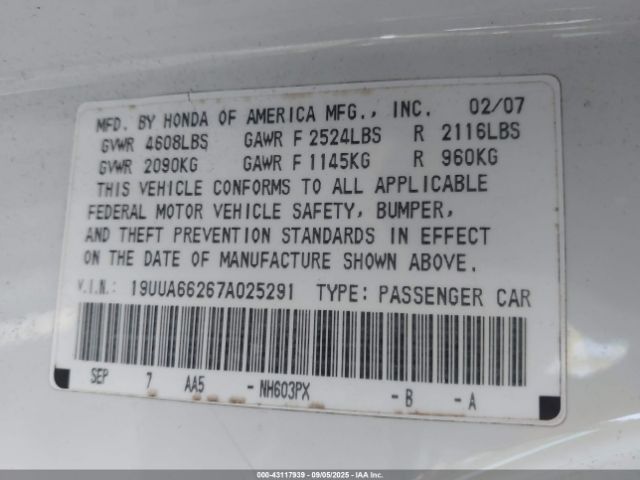2007 ACURA TL 19UUA66267A025291 Photo 8