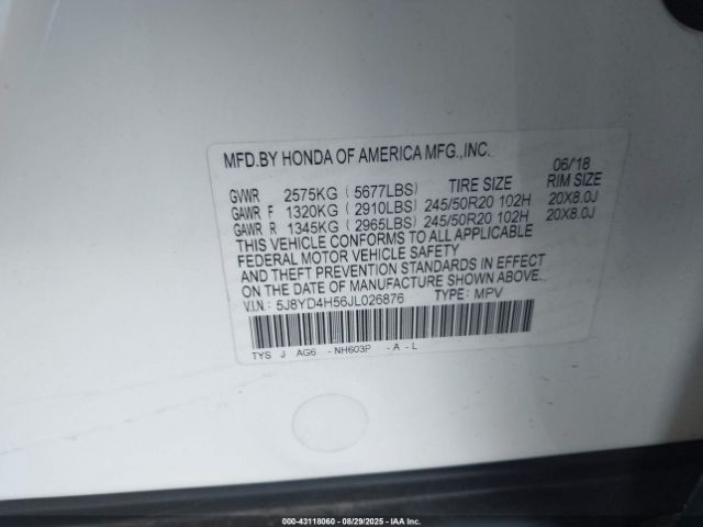 2018 ACURA MDX 5J8YD4H56JL026876 Photo 8