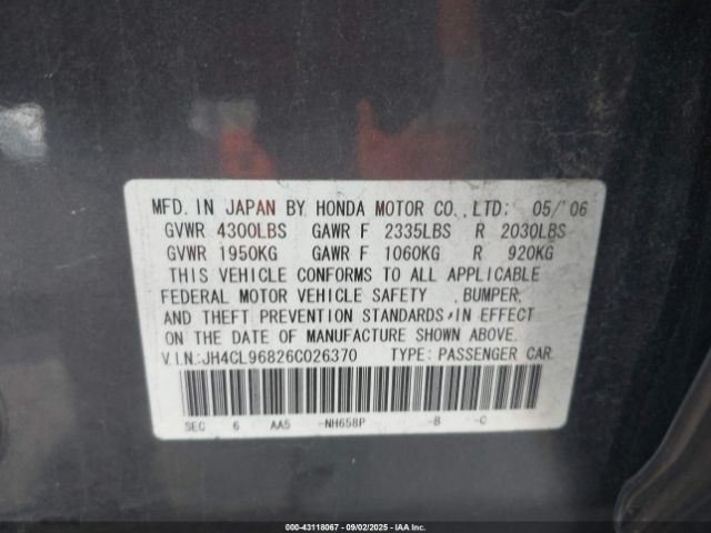 2006 ACURA TSX JH4CL96826C026370 Photo 8
