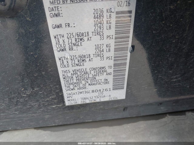 Nissan 2016 2016 5N1AT2MT3GC804261 Image 9