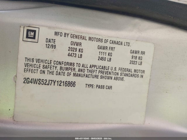 2000 BUICK CENTURY 2G4WS52J7Y1216866 Photo 8