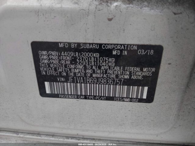 2018 SUBARU WRX JF1VA1B69J9836757 Photo 8