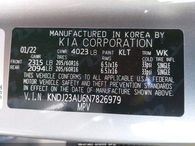 KNDJ23AU6N7826979 KIA mpi nu