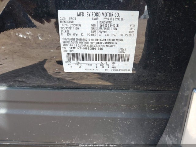 1FMUK8HH8SGB61755 Ford tivct