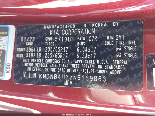 KIA gdi lamda iii 2022 KNDNB4H37N6169863 Image 9