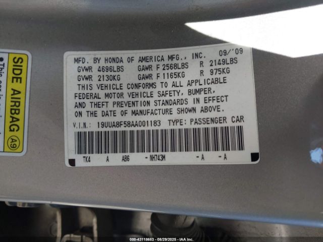 2010 ACURA TL 19UUA8F58AA001183 Photo 8