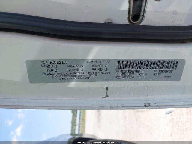 2017 Dodge Charger Se Rwd მანქანა იყიდება აუქციონზე, vin: 2C3CDXBG1HH643487, აუქციონის ნომერი: 43118723
