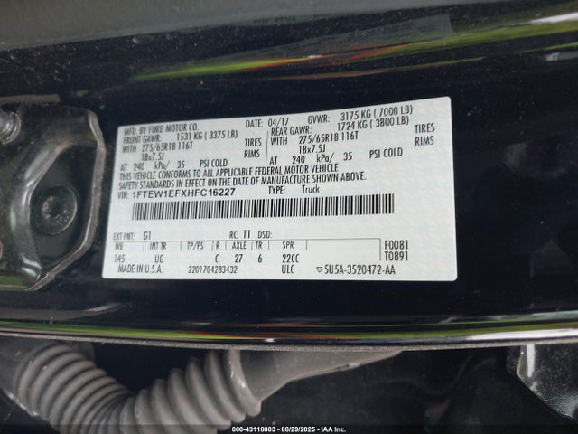 Ford 5.0l-4v 2017 1FTEW1EFXHFC16227 Image 9