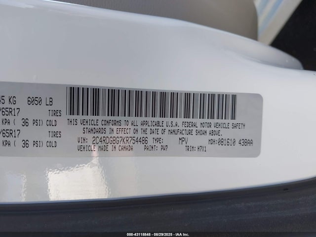 2C4RDGBG7KR754486 Dodge Grand Caravan Se