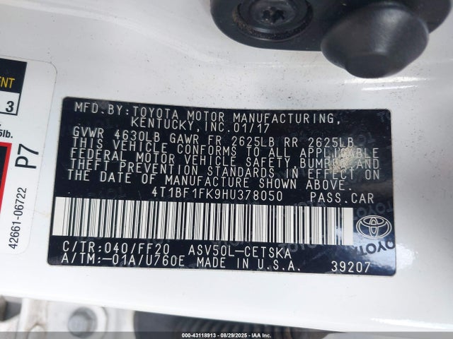 Toyota 2ar-fe 2017 4T1BF1FK9HU378050 Image 9