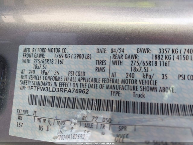 Ford F-150 Xlt 2024 1FTFW3LD3RFA76962 Image 9