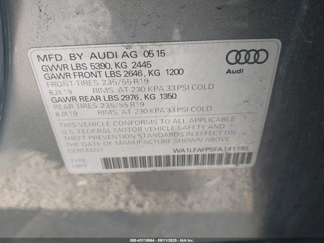 2015 AUDI Q5 WA1LFAFP5FA141181 Photo 8