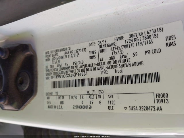 1FTEW1CGXJKF16861 Ford 3.5l gtdi