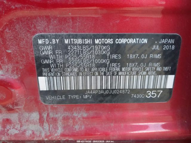 2018 MITSUBISHI OUTLANDER SPORT JA4AP3AU0JU024872 Photo 8