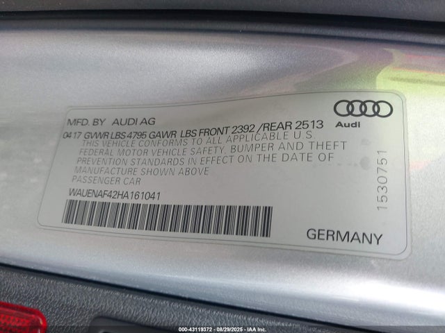 2017 AUDI A4 WAUENAF42HA161041 Photo 8
