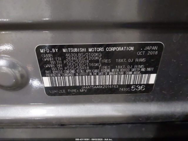 2019 MITSUBISHI ECLIPSE CROSS JA4AT5AA6KZ016163 Photo 8