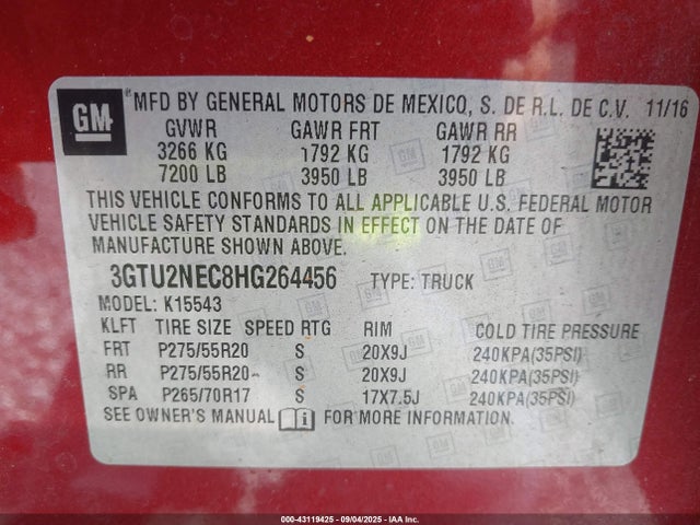 3GTU2NEC8HG264456 GMC l83 -spark ignited direct injection, variable valve timing, afm, e85 max, alum