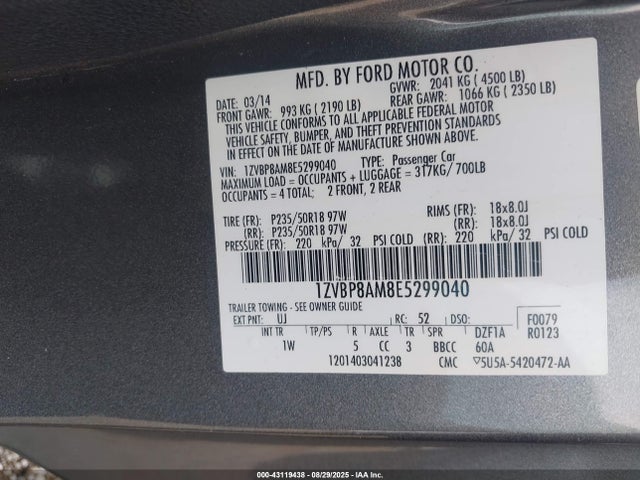 1ZVBP8AM8E5299040 Ford 2014