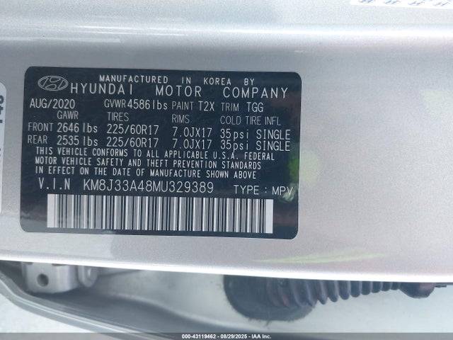 KM8J33A48MU329389 Hyundai gdi nu