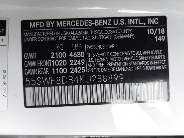 Mercedes-Benz m264 2019 55SWF8DB4KU288899 Image 9