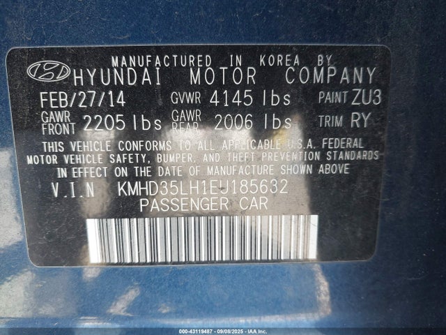 KMHD35LH1EU185632 Hyundai dohc gdi nu