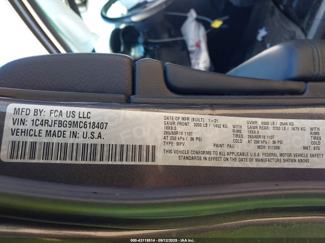 Jeep Grand Cherokee 2021 1C4RJFBG9MC618407 Image 9