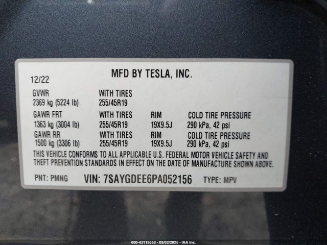 2023 TESLA MODEL Y 7SAYGDEE6PA052156 Photo 8