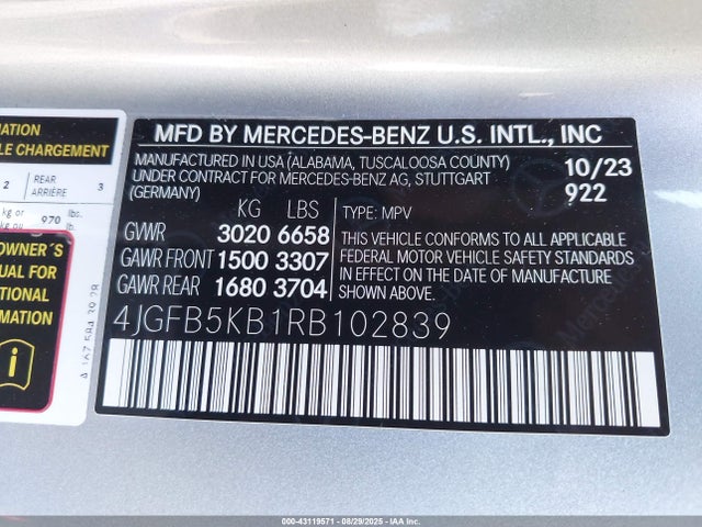 Mercedes-Benz m256 2024 4JGFB5KB1RB102839 Image 9