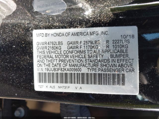 2019 ACURA TLX 19UUB3F82KA005600 Photo 8