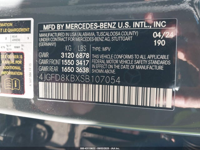 4JGFD8KBXSB107054 Mercedes-Benz m177