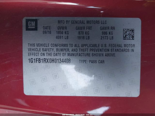 2017 CHEVROLET CAMARO 1G1FB1RX0H0134408 Photo 8