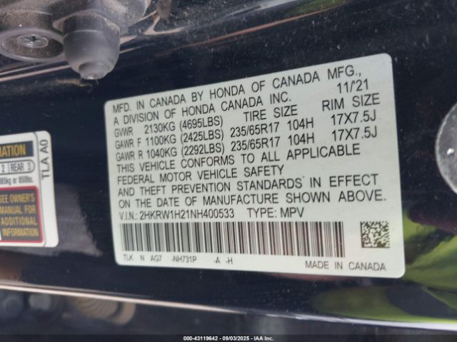 2022 HONDA CR-V 2HKRW1H21NH400533 Photo 8